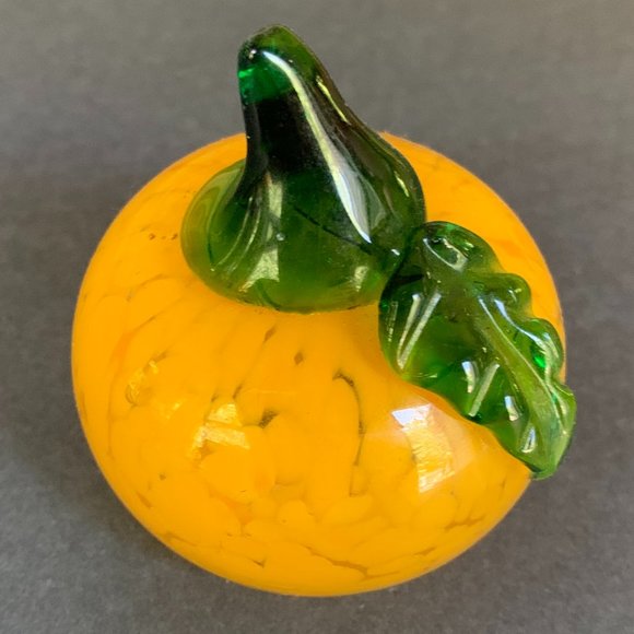 2 Hand Blown Glass Fruit Apple Orange Pumpkin Red Orange Murano -like Art - Picture 3 of 14